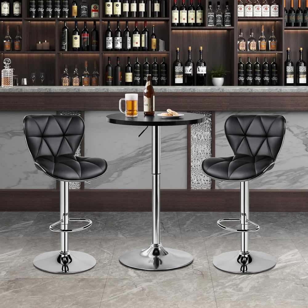 Yaheetech Round Bar Table, Adjustable 27.5-36" Height, Swivel Top, Black