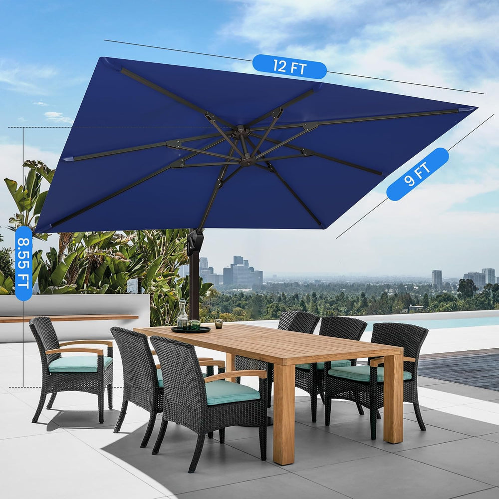 9' X 12' Cantilever Patio Outdoor Umbrella with Base Included