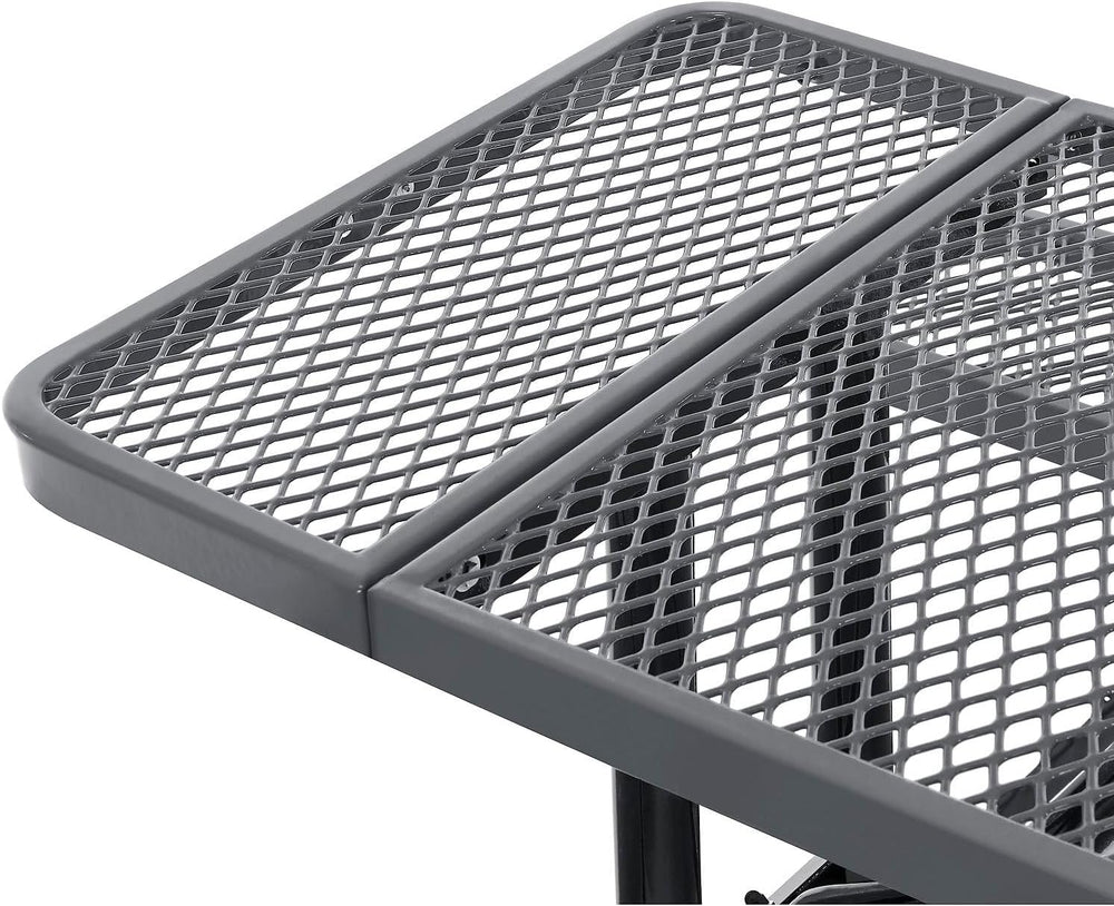 Global Industrial 8’L Rectangular Picnic Table, Expanded Metal, Gray Thermopl...