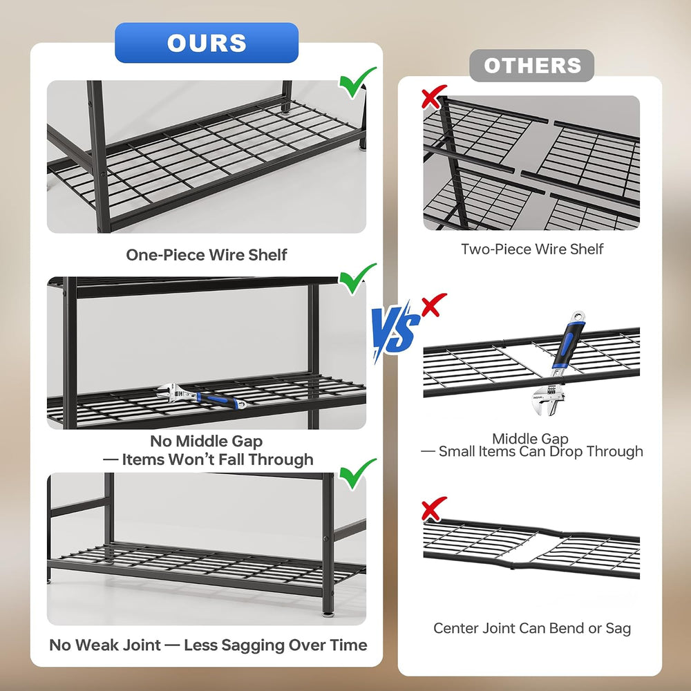 36.4" W Storage Shelves, 4-Tier Metal Shelving Unit with Leveling Feet