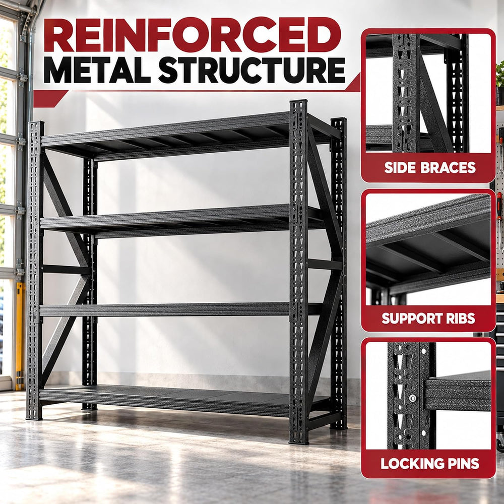 SAWJEC 6000LBS Storage Shelves, 71" W Garage Shelving Heavy Duty Metal A...