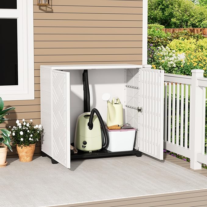 ADDOK Indoor Outdoor Plastic Storage Cabinet 34"x15"x34", Outd...