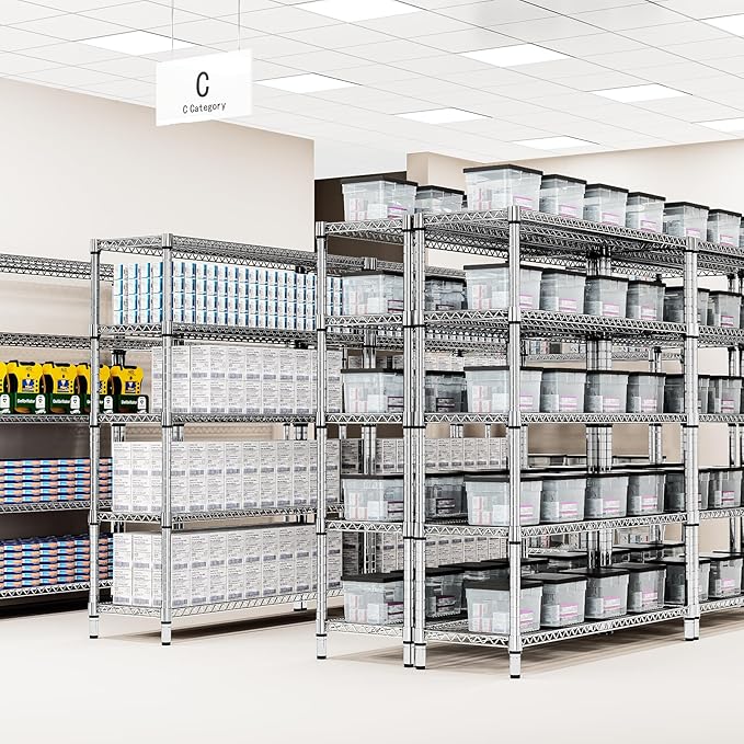 2800 LBS 59" W 4 Tier Storage Shelves Rack Metal Wire Shelving Unit, Sto...