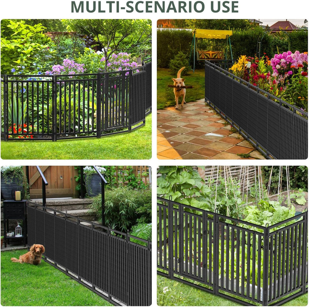 Decorative Garden Fence Metal Dog Fence Outdoor for Yard, 36ft (L) × 32in (H)...