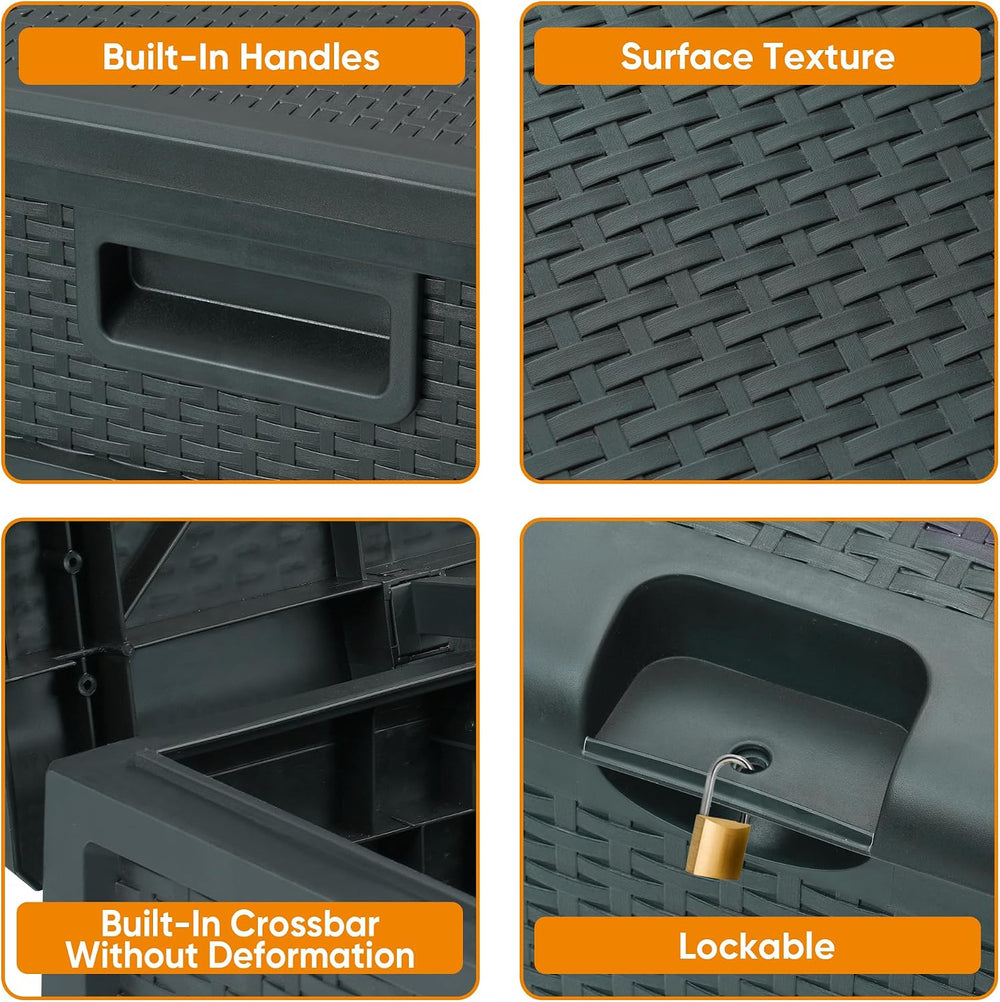 ZYJOYY 100 Gallon Resin Deck Box Waterproof Outdoor Storage Box
