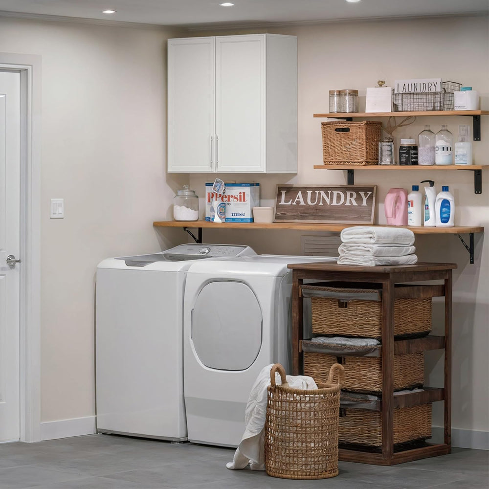 30" W White Wall cabinets for Laundry Room with Adjustable Shelf