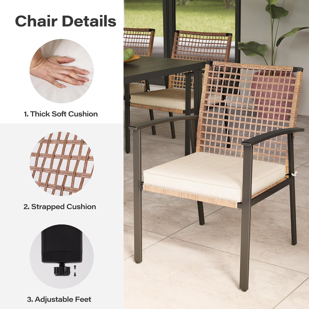 LAUSAINT HOME 7 Pieces Patio Dining Set, Outdoor Furniture Set of 6 Chairs wi...
