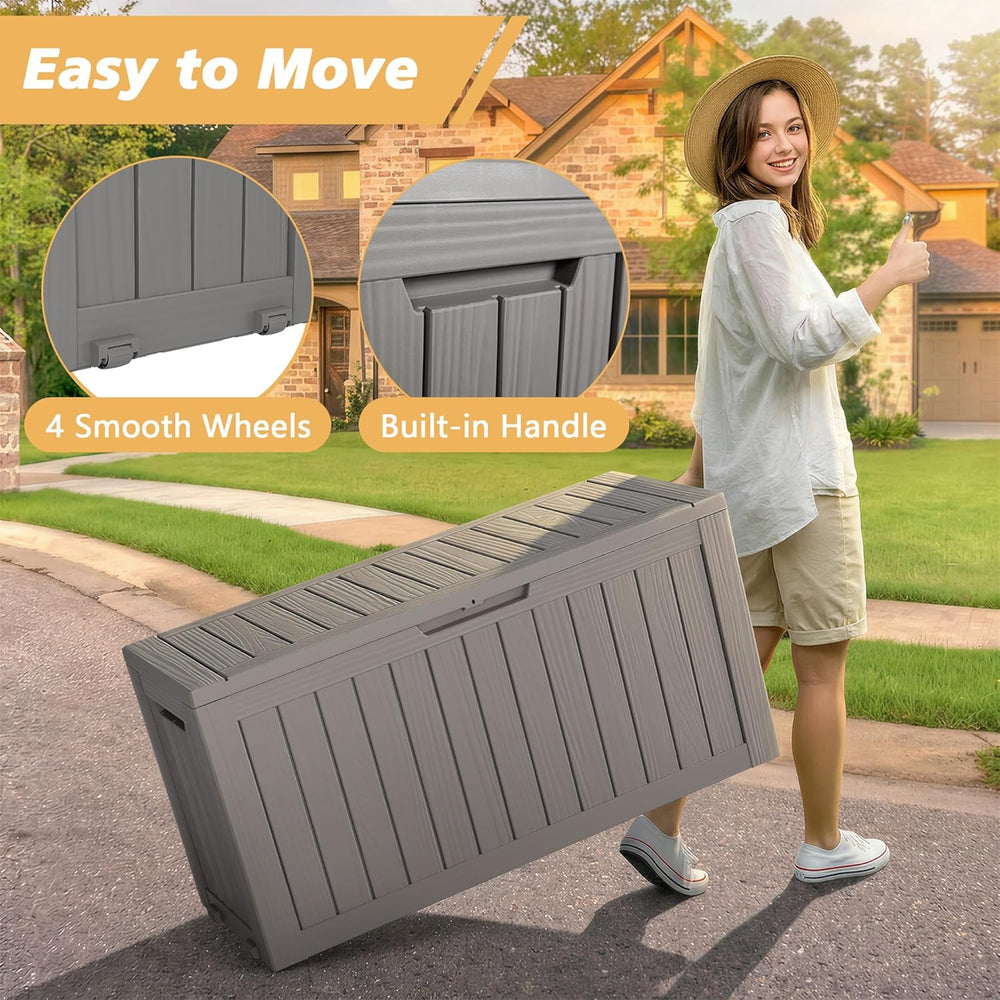 Fancyango 75 Gallon Large Outdoor Storage Deck Box Waterproof, Grey
