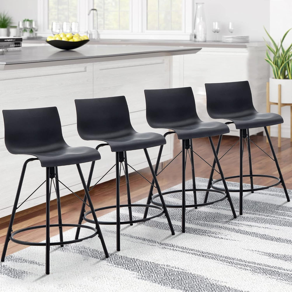 Haobo Metal Bar Stools, Counter Stools Chairs Plastic Seat Swivel Stools Set ...