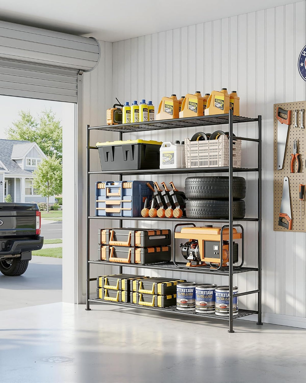 Sakugi Garage Shelving, 5-Tier Storage Shelves, 47.5"x12.5"x61"...