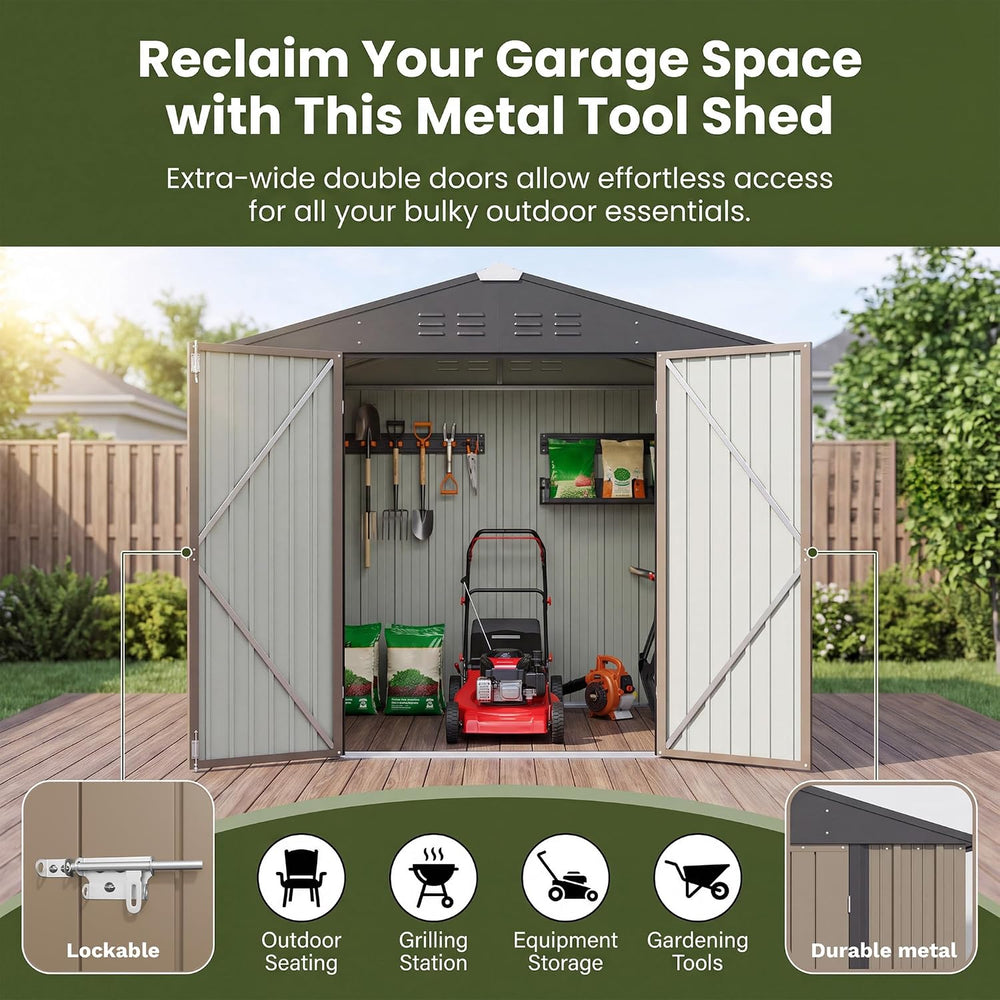 Patiowell 6x4 FT Storage Shed, Brown
