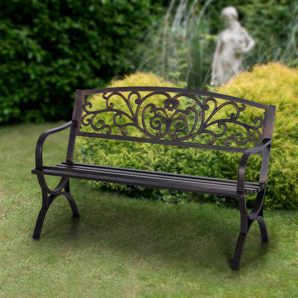 Sophia & William Metal Outdoor Bench Classic Floral Pattern , 50" Br...