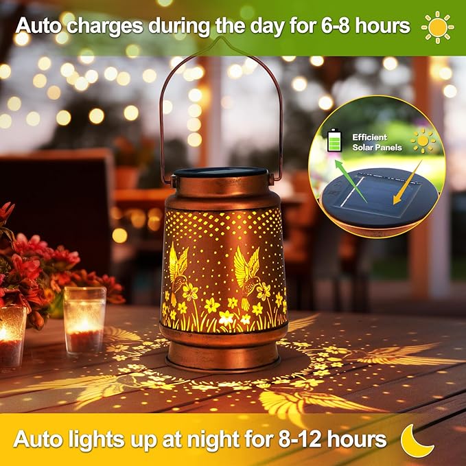 4 Pack Hummingbird Birthday Gifts for Women Mom Grandma Solar Lanterns Outdoo...
