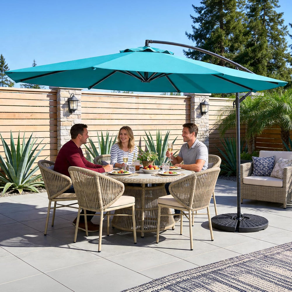 10FT Patio Umbrella, Cantilever Outdoor Umbrella with 360° Rotation & Til...