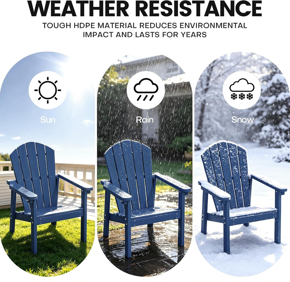 NevilyWood Stackable Adirondack Chair, HDPE Outdoor Chair Set of 4, Navy