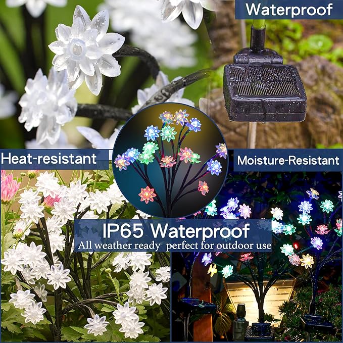 TONULAX Solar Garden Lights - Upgraded Landscape Tree Lights with Larger Sola...