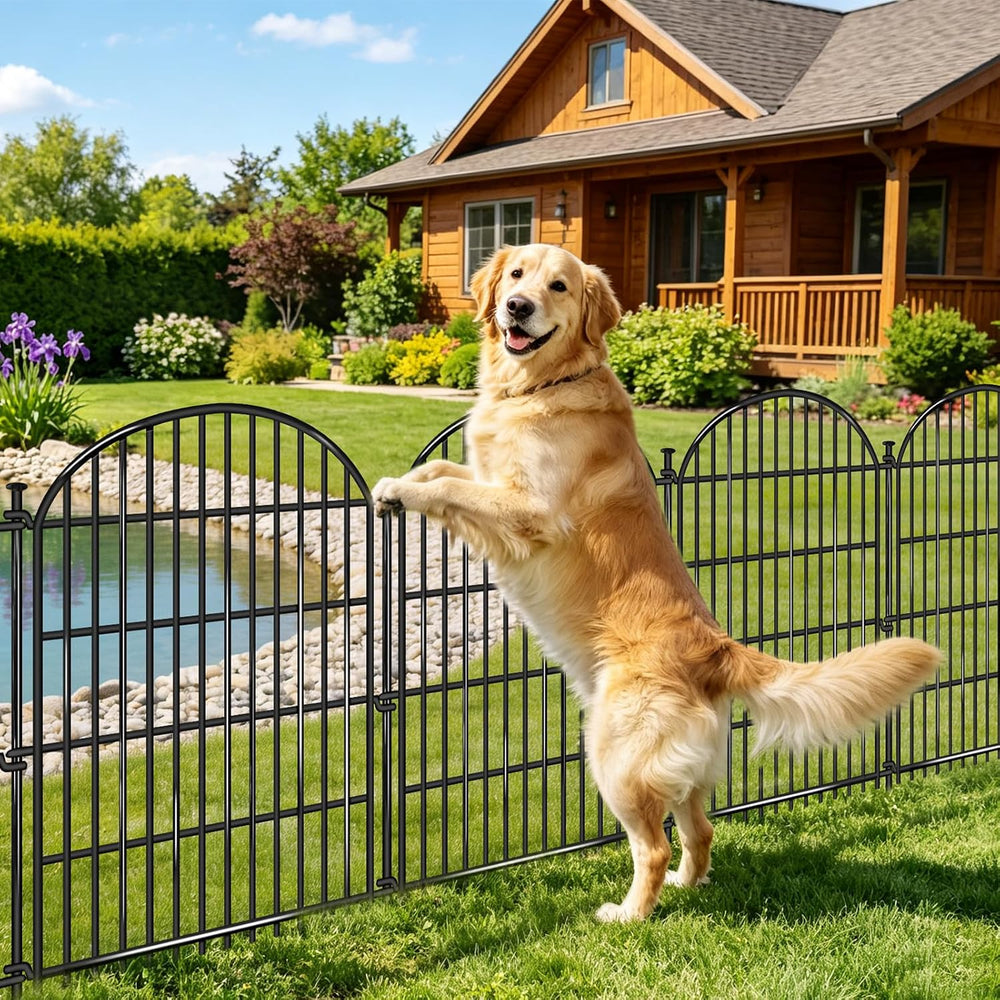 10 Panels No Dig Decorative Garden Fence, 33in(H) x 22ft(L) Animal Barrier, R...