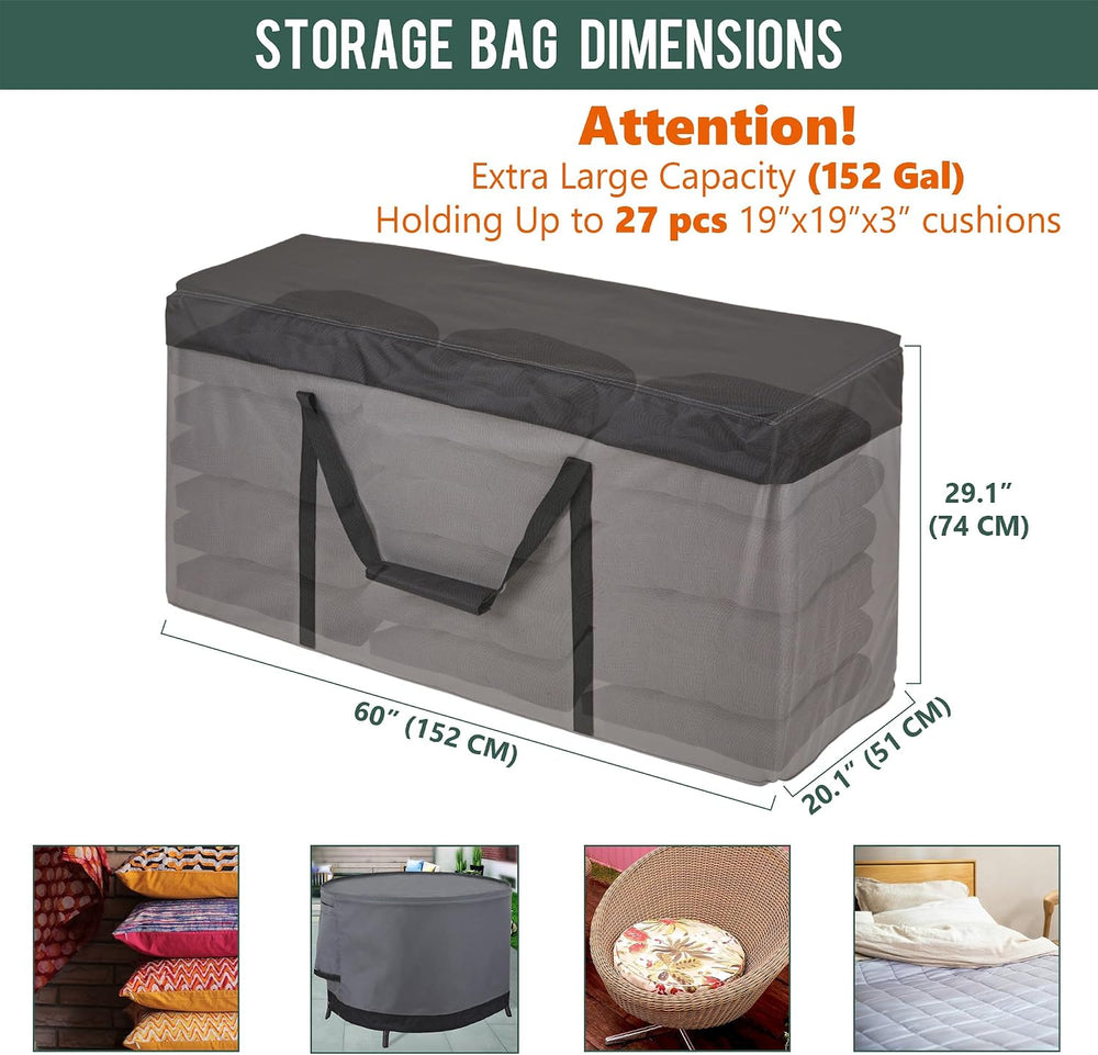 Rachmi 600D Extra Large Cushion Storage Bag 152 Gal 60", Water Resistant
