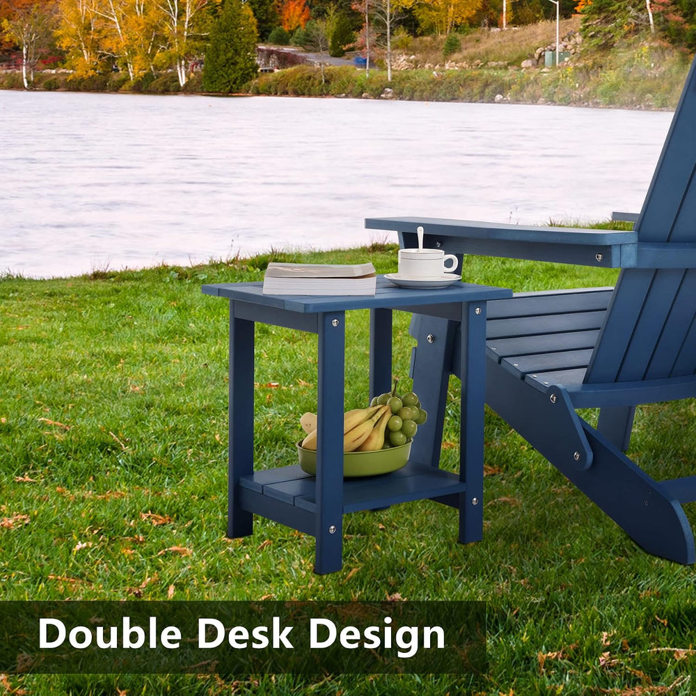 Meluvici Double Adirondack Outdoor Side Table Weather Resistant, Outdoor Rect...
