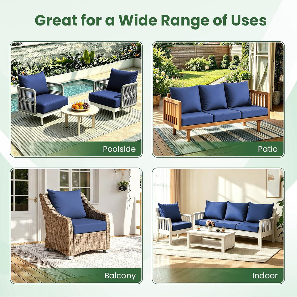 Outdoor Deep-Seat Cushion Set, 24*24*5.75inch, Navyblue, Set of 4