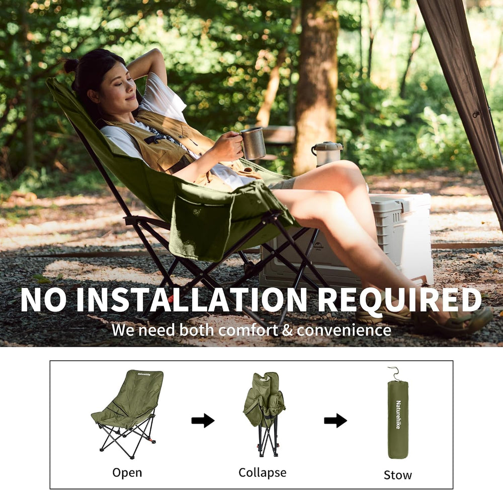 Naturehike Seastar Padded Camping Chair, Oversized 2-Position Adjustable Fold...