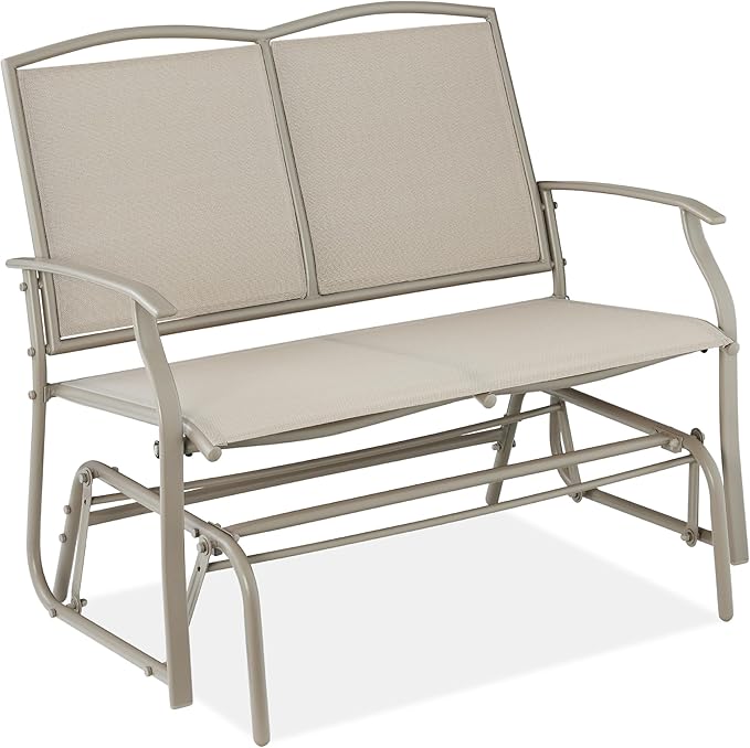 Best Choice Products 2-Person Outdoor Patio Swing Glider Steel Bench Loveseat...