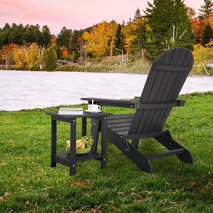 Double Adirondack Side Table Weather Resistant, Outdoor Rectangular End Table...