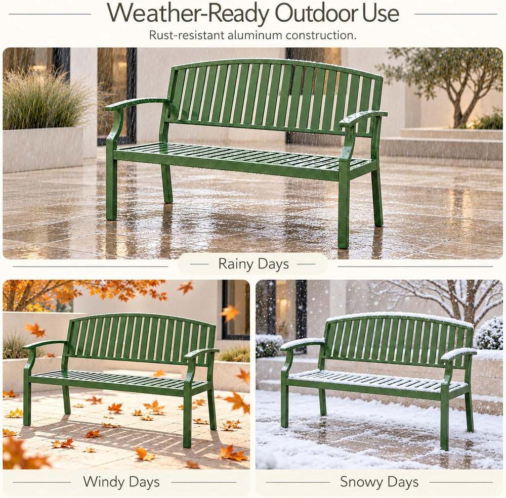 52'' Outdoor Garden Bench for 2, Aluminum Patio Bench