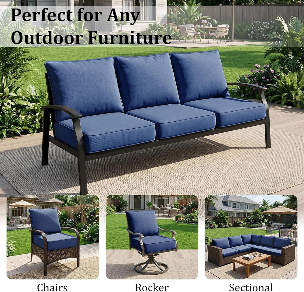 6" Thick Outdoor Chair Cushions, 22 x24 Inch Patio Furniture Cushions Se...