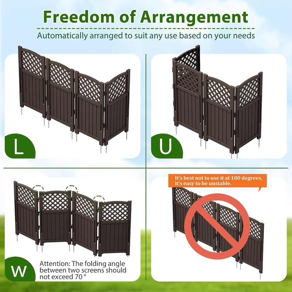 Devoko Resin Outdoor Privacy Fence, 4 Privacy Screen Panels