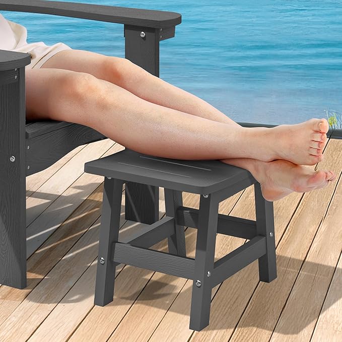 LUE BONA Outdoor Adirondack Ottomans, Footrest Footstool Set of 2, Outdoor Fo...