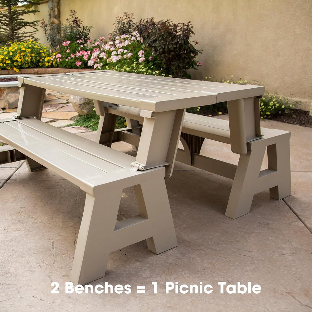 Convert-a-Bench 2-in-1 Outdoor Bench & Folding Picnic Table, Convertible