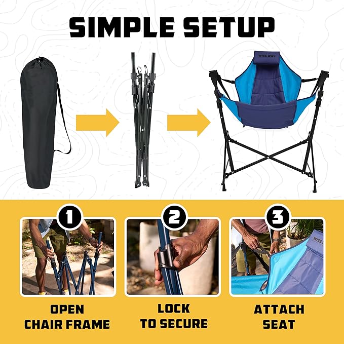 Wise Owl Outfitters Hammock Chair for Adults – Comfortable Portable Folding R...