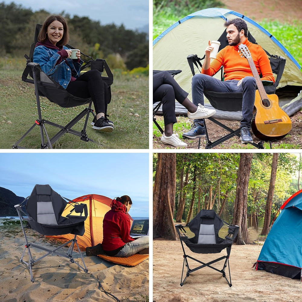 Camping Hammock Chair with Stand, Rocking Swing Chair (2 Pack)