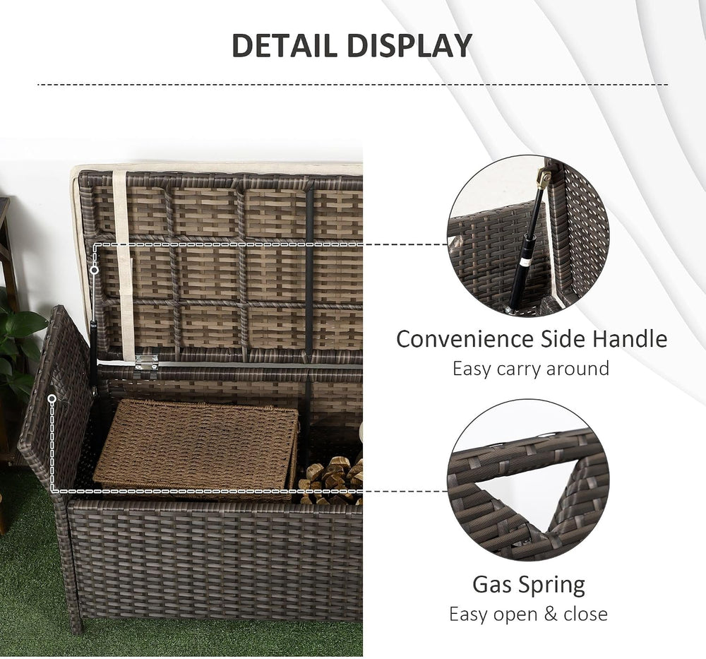 Outsunny 29 Gallon Patio Wicker Storage Bench Outdoor PE Rattan Red