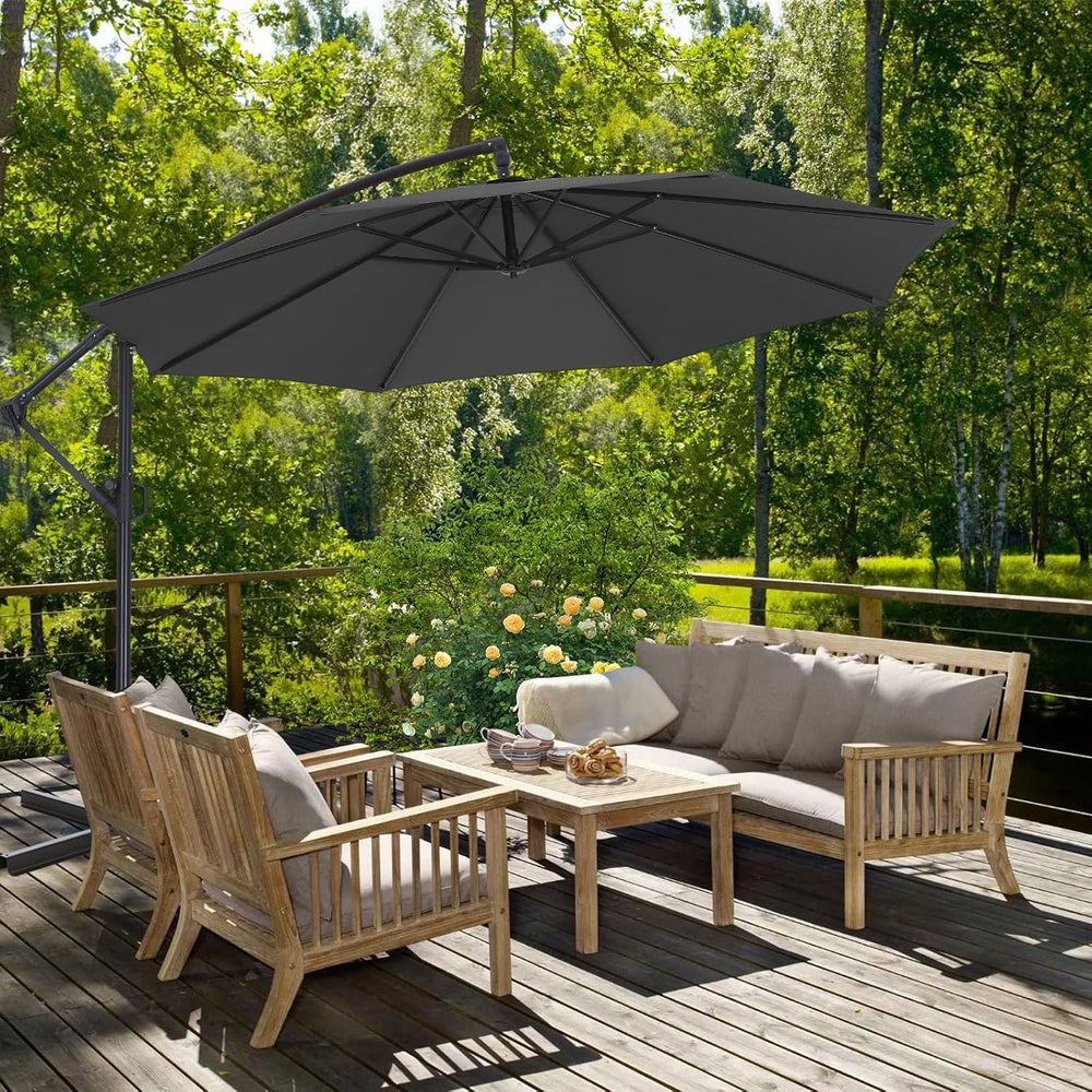 ABCCANOPY 10FT Cantilever Outdoor Patio Umbrella, Dark Gray