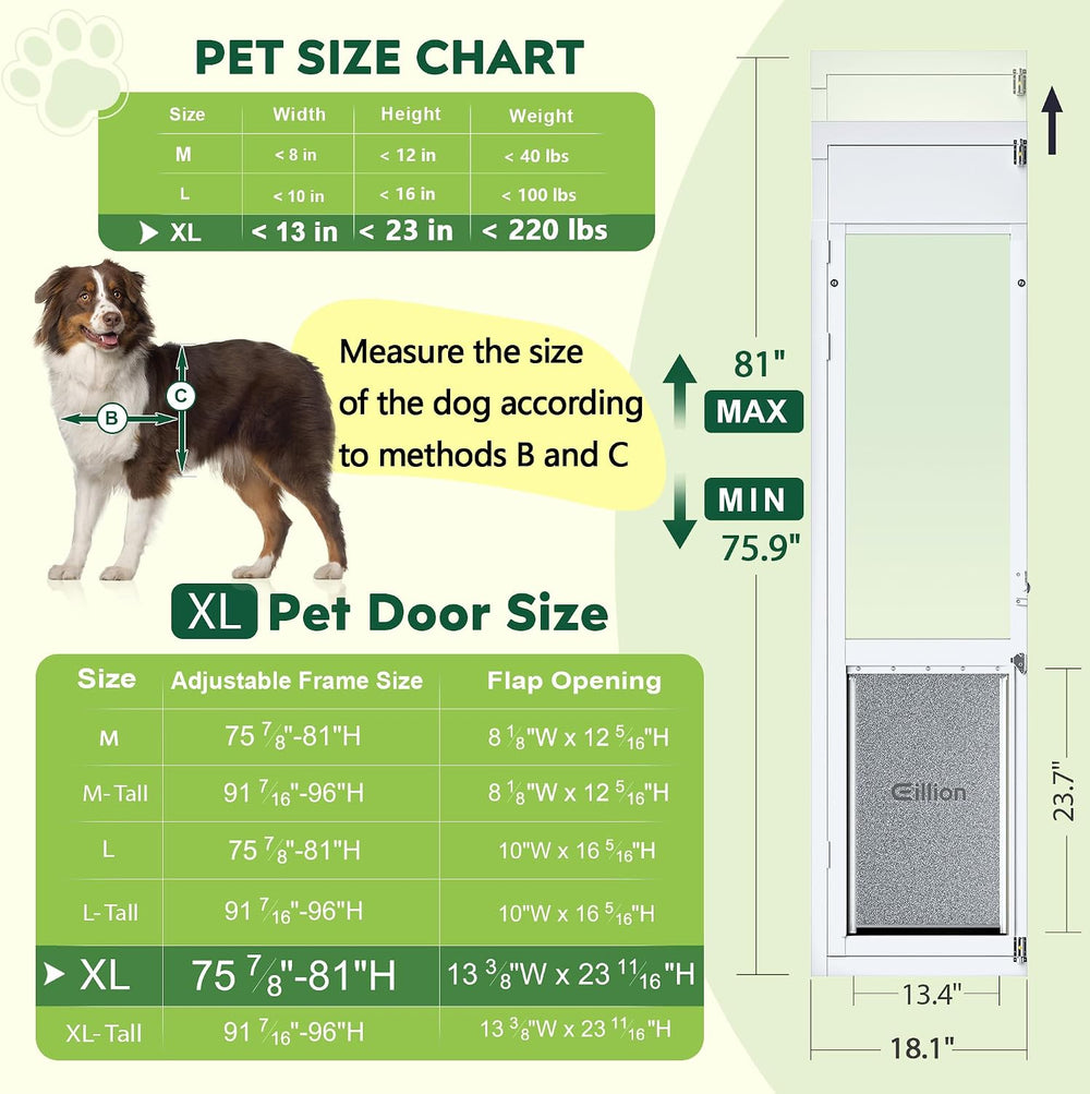 3 Flap XLarge Dog Door for Sliding Glass Door, Openable Pet Door for Sliding ...