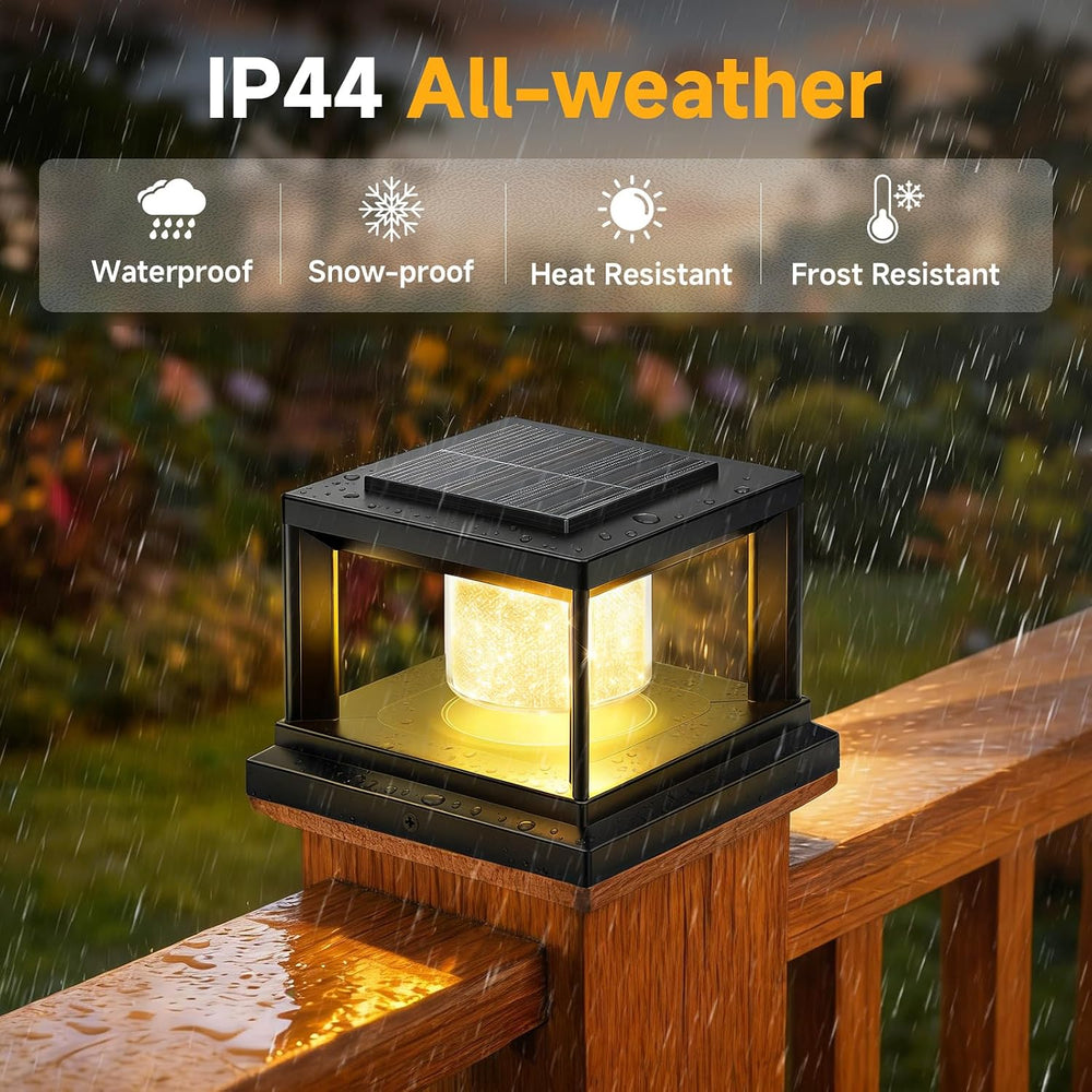 FOLKSMATE Solar Fence Post Cap Lights 12 Pack Outdoor Waterproof Black