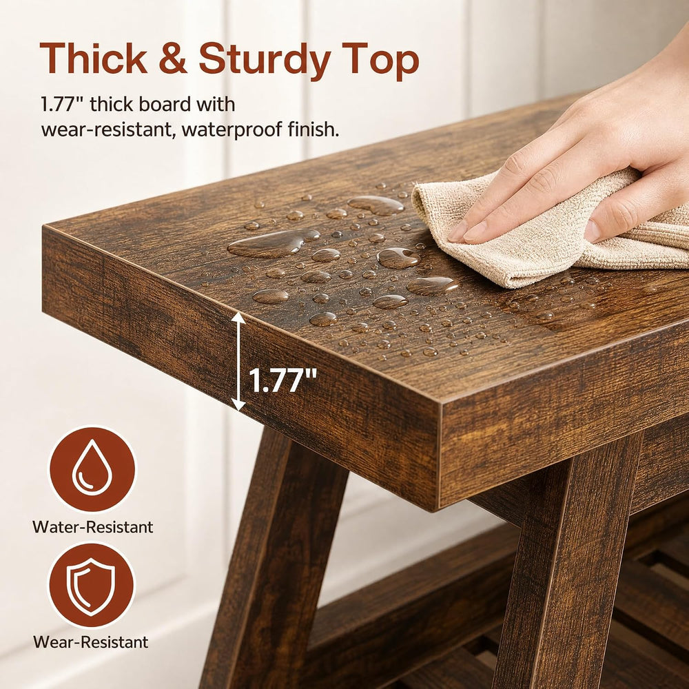 Tribesigns 55" Entryway Bench with Shoe Storage, Wood Bench Seat