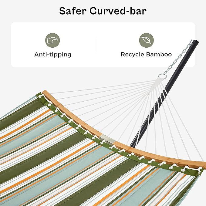 SUPERJARE Hammock with Stand, 2 Person Heavy Duty Hammock with Padded Cotton,...