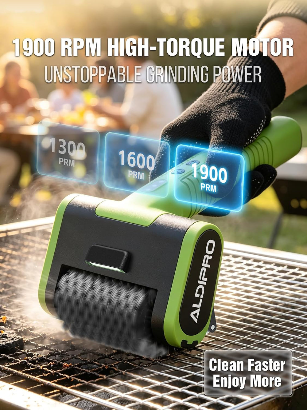 2-in-1 Electric Grill Brush & Ice Scraper with 1900 RPM Heavy Duty Motor ...