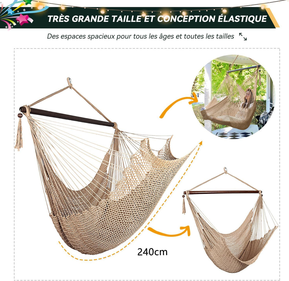 Bathonly Large Hammock Chair with Spreader Bar, Caribbean Hammock Swing Chair...