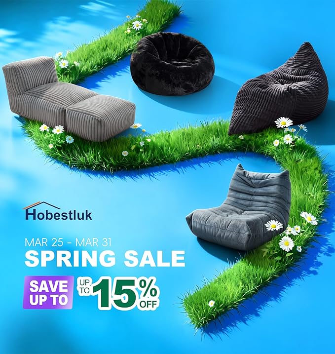 Hobestluk Big Bean Bag Lounger Chairs Large Beanbag Chair for Adults Bean Bag...