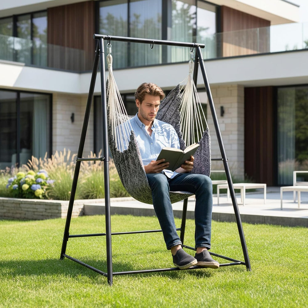 ONCLOUD Upgraded Hammock Chair with Stand for Outside, Heavy Duty Steel Hammo...