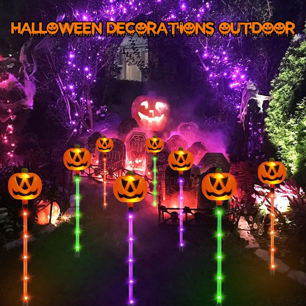 12 Pack Solar Pumpkin Lights Outdoor Waterproof for Halloween Decorations