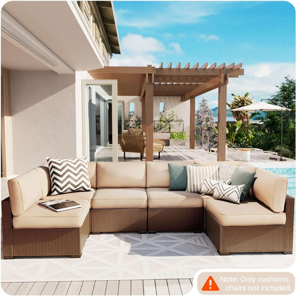 SUNCOZE 14 pcs Outdoor Cushions Replacement for Patio Furniture (Khaki)