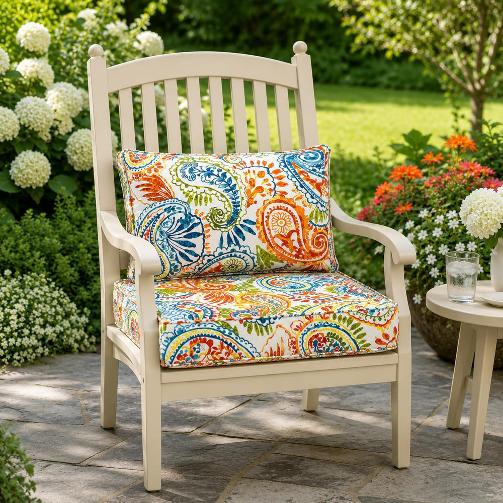 Outdoor Patio Seat/Back Chair Cushion Set 22"x22" Waterproof Fade-R...