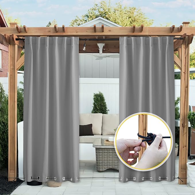 NICETOWN 2 Panels Gazebo Curtains Outdoor Waterproof & Windproof, Top and...