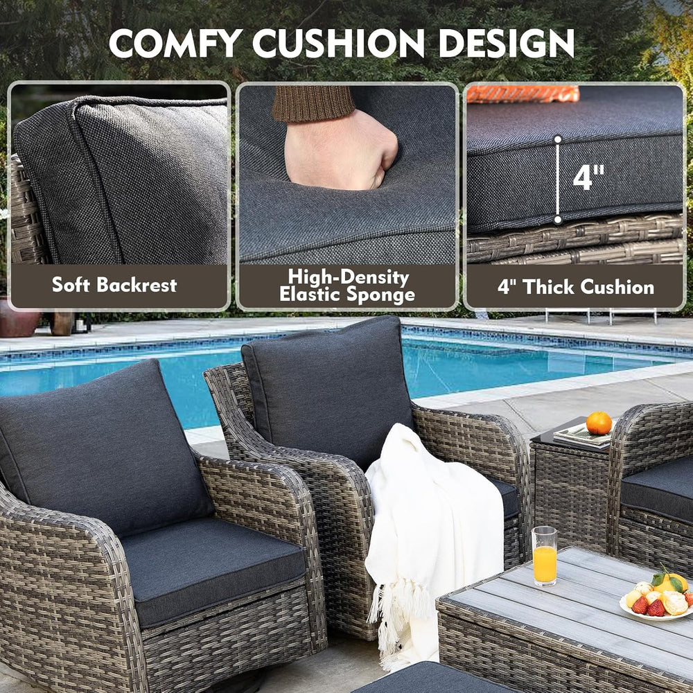 MEISSALIVVE Patio Furniture Set with Swivel Rocking Chairs, 10 Pieces Patio C...