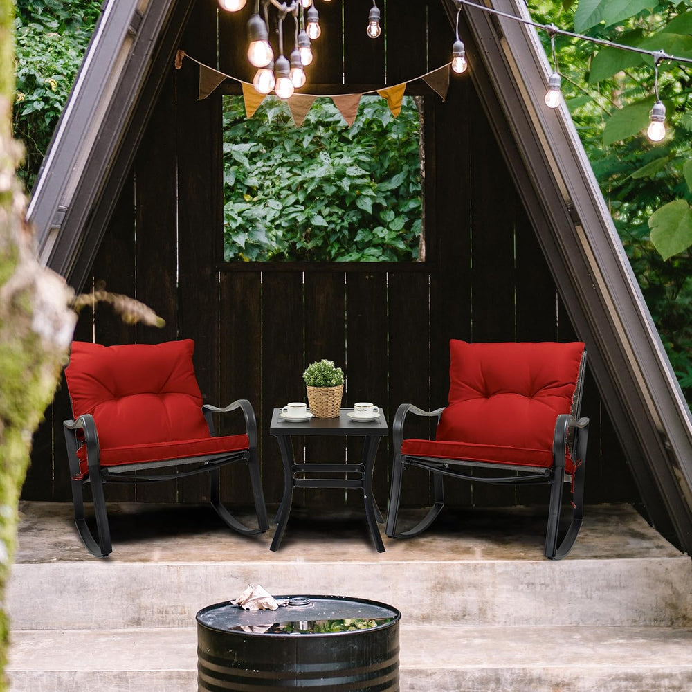 Kozyard 3 Piece Outdoor Rocking Chairs Patio Bistro Set